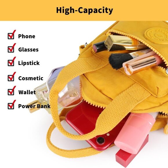 Small Tote Bag with Zipper, Women Waterproof Mini Crossbody Handbags Shoulder Ba - Picture 2 of 6